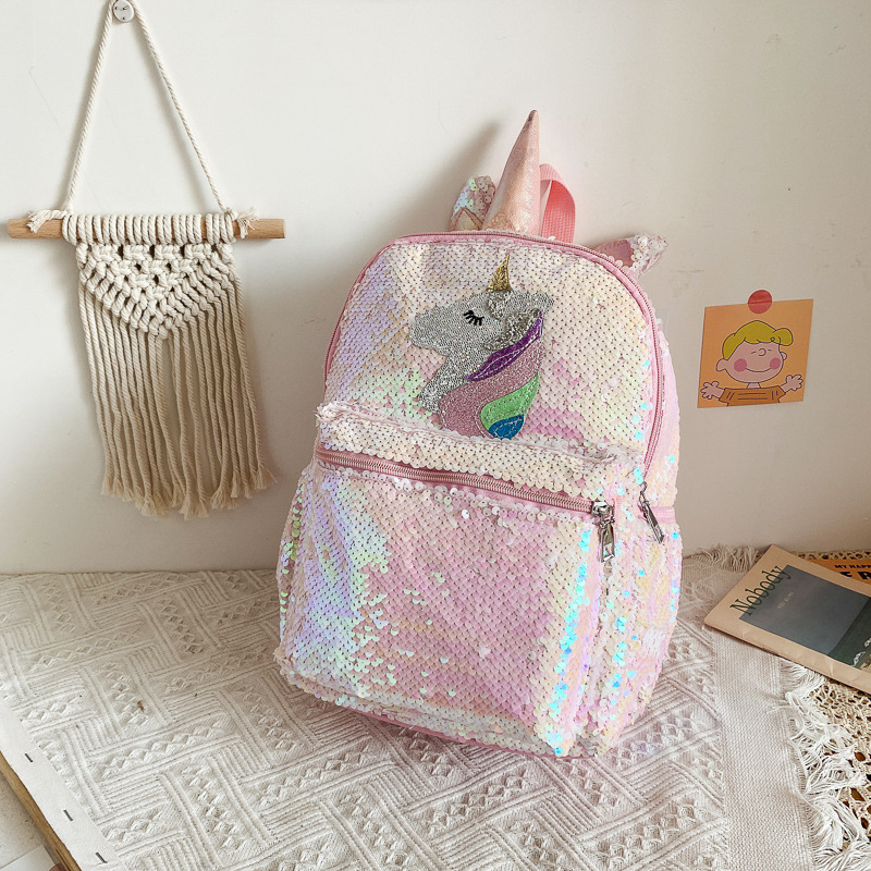 Girls Pink Unicorn Sequin Back - School Backpack Teen recension och pris